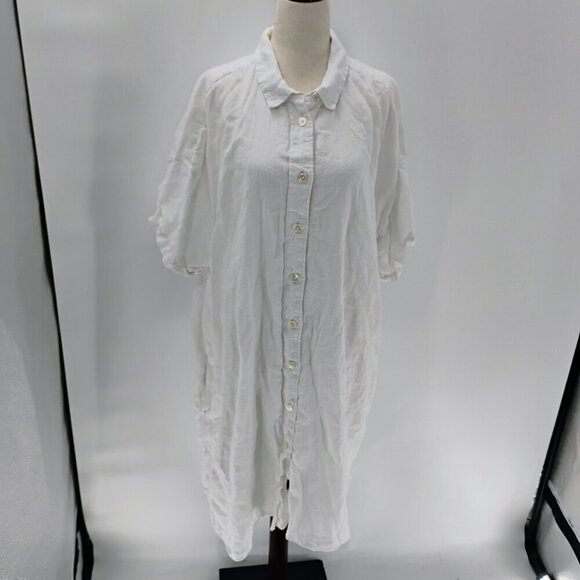 J.Crew White button down shirt dress 100% linen plus size oversized with pockets - Picture 15 of 15